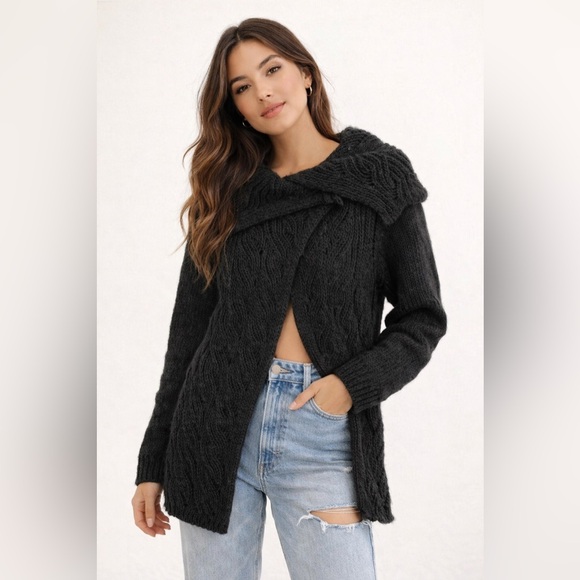 Tentazioni Sweaters - Tentazioni Charcoal Gray Merino‎ Wool Blend Cardigan Sz. M